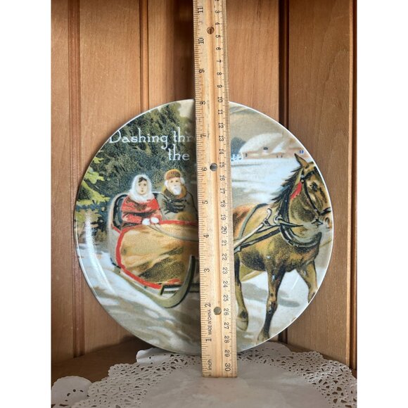 Pottery Barn Decorative Plate Sleigh Ride Winter Scene Luncheon Salad Plate Dash - Picture 4 of 4